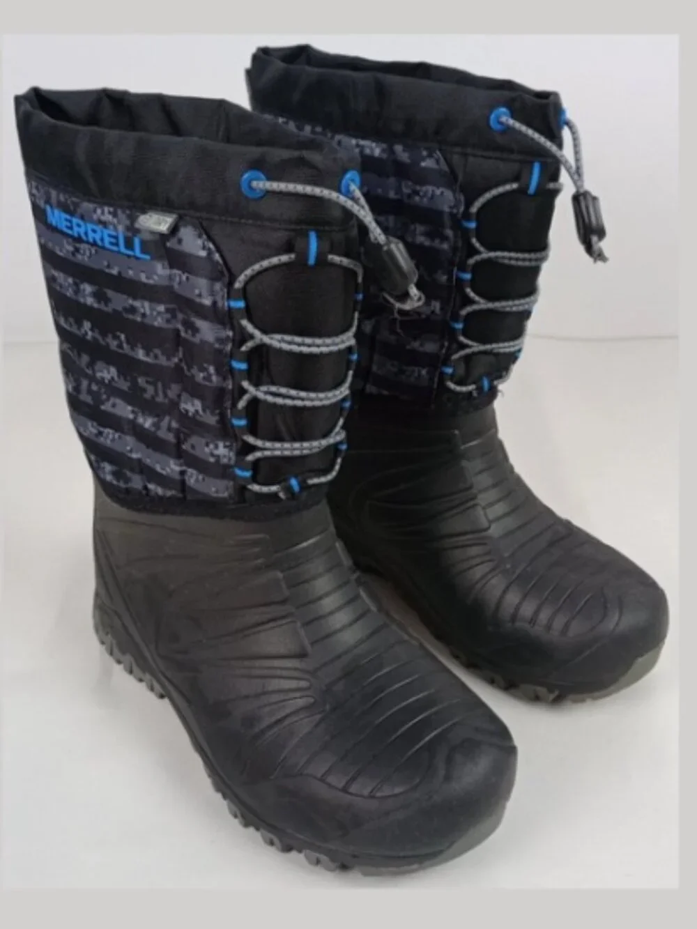 Merrell Mens 4 Select Dry Grip Insulated -40 Drawstring Black Blue Snow Boots